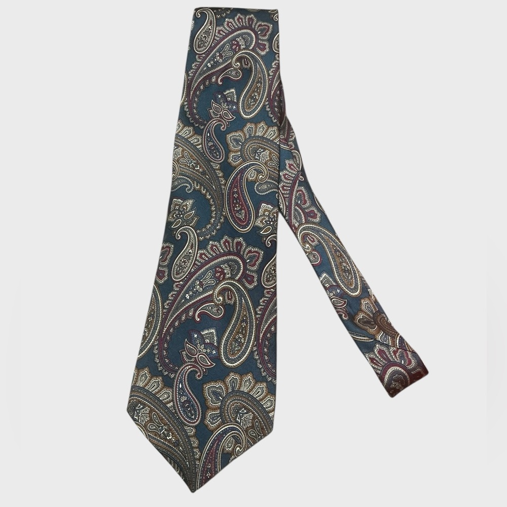 Blue Paisley Silk Tie Classic Mens Necktie Vintage Business Formal Golden House